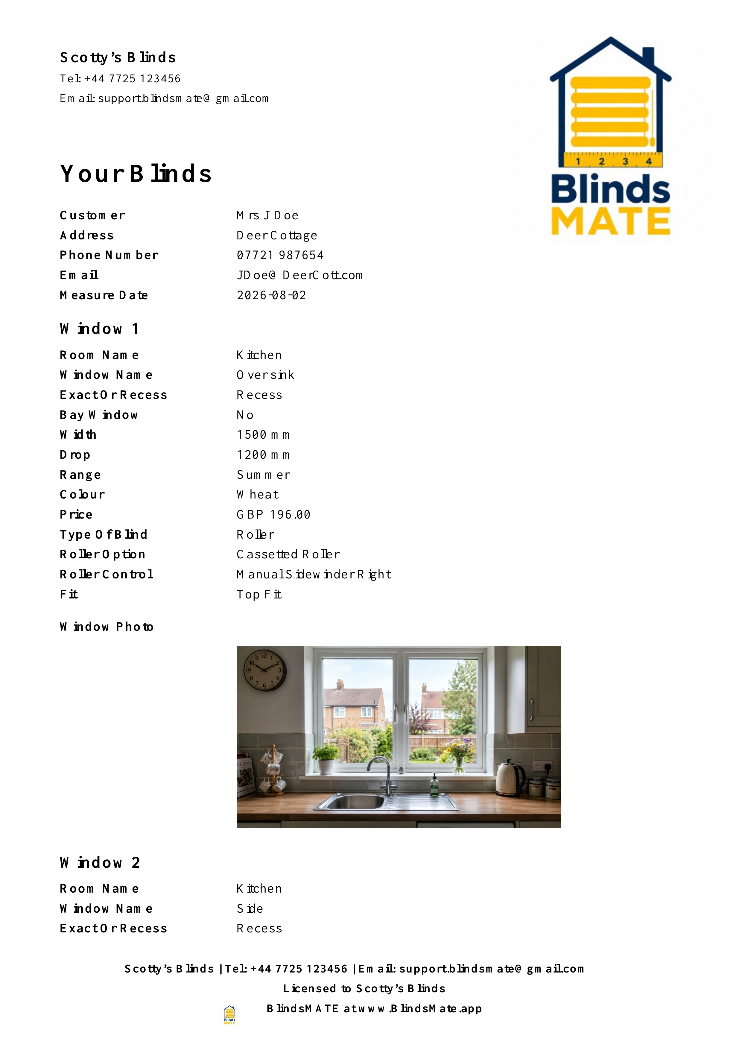 First page of a genuine detailed business report created by BlindsMATE